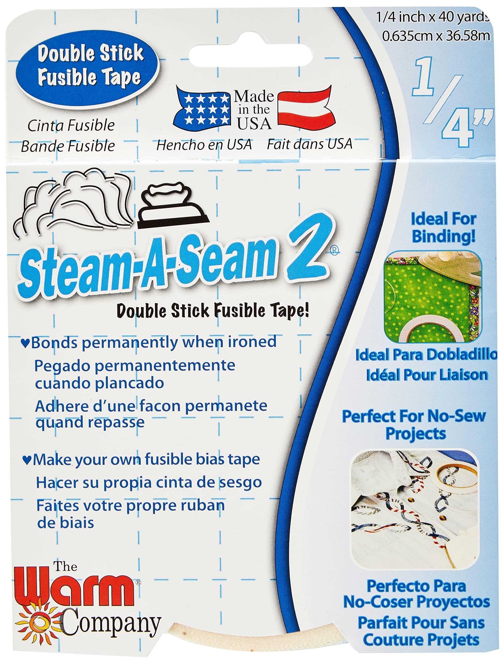 The Warm Company Steam-A-Seam 2 Double Stick Fusible Web 1/4"X40 Yards
