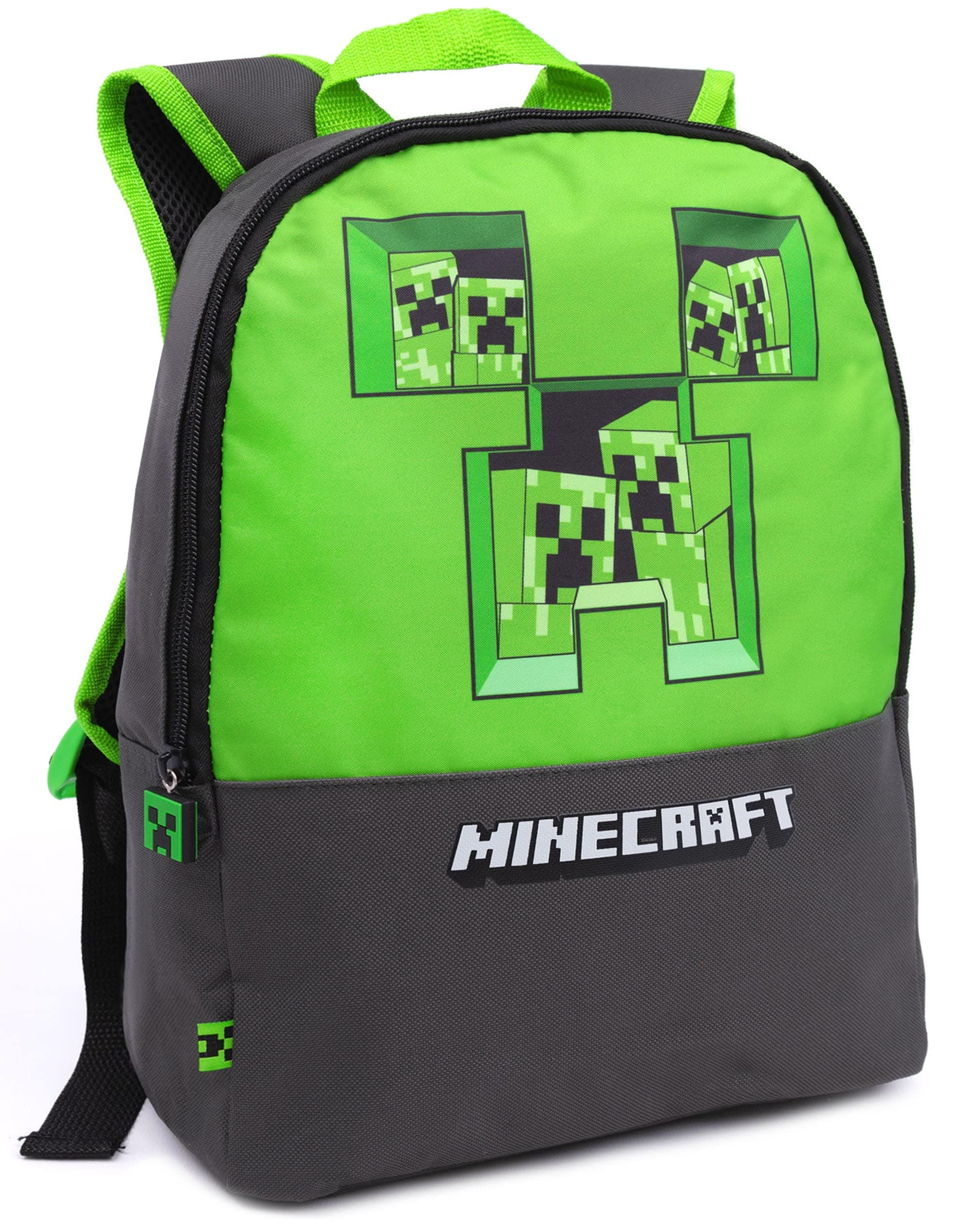 Minecraft Unisex Kids Backpack Set | Rucksack Options Creeper TNT Zombie Skeleton Enderman Sprites Villains | Zip-Up & Hook Closure | Gamer Back to School Essentials Merch