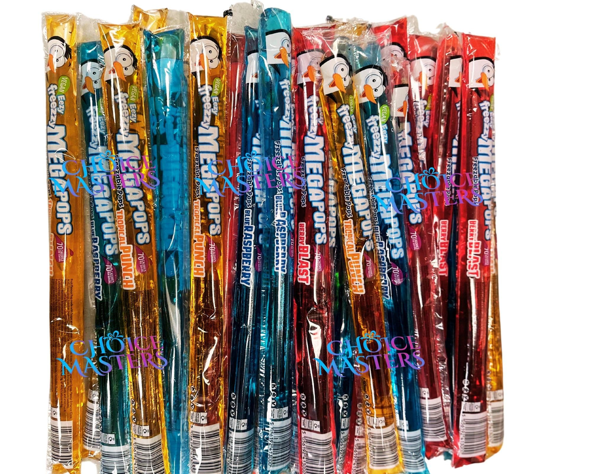 Ice Lollies Freeze Pops - Refreshingly Delicious Fruit Flavour Freezable Ice Poles - Bulk Box of 27 x 150 mls Total In Freezer Giant Friendly Size - 27 Total - Great For Parties, Events And More