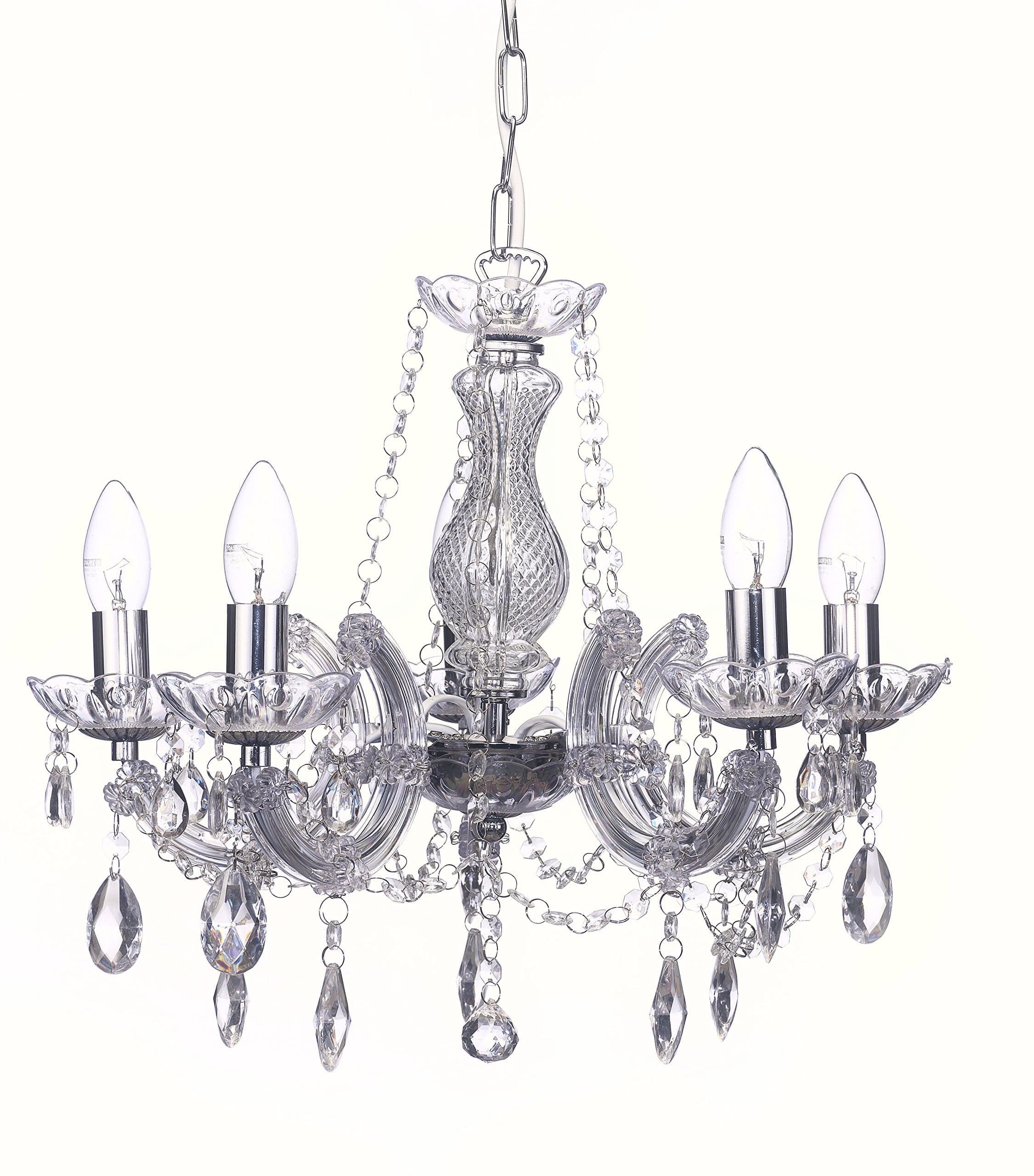 Marco Tielle 5 Light Chandelier in Chrome, with Crystal Glass Column & Acrylic Arms & BeadsMarco Tielle 5 Light Chandelier in Chrome, with Crystal Glass Column & Acrylic Arms & BeadsMarco Tielle 5 Light Chandelier in Chrome, with Crystal Glass Column & Acrylic Arms & BeadsMarco Tielle 5 Light Chandelier in Chrome, with Crystal Glass Column & Acrylic Arms & Beads