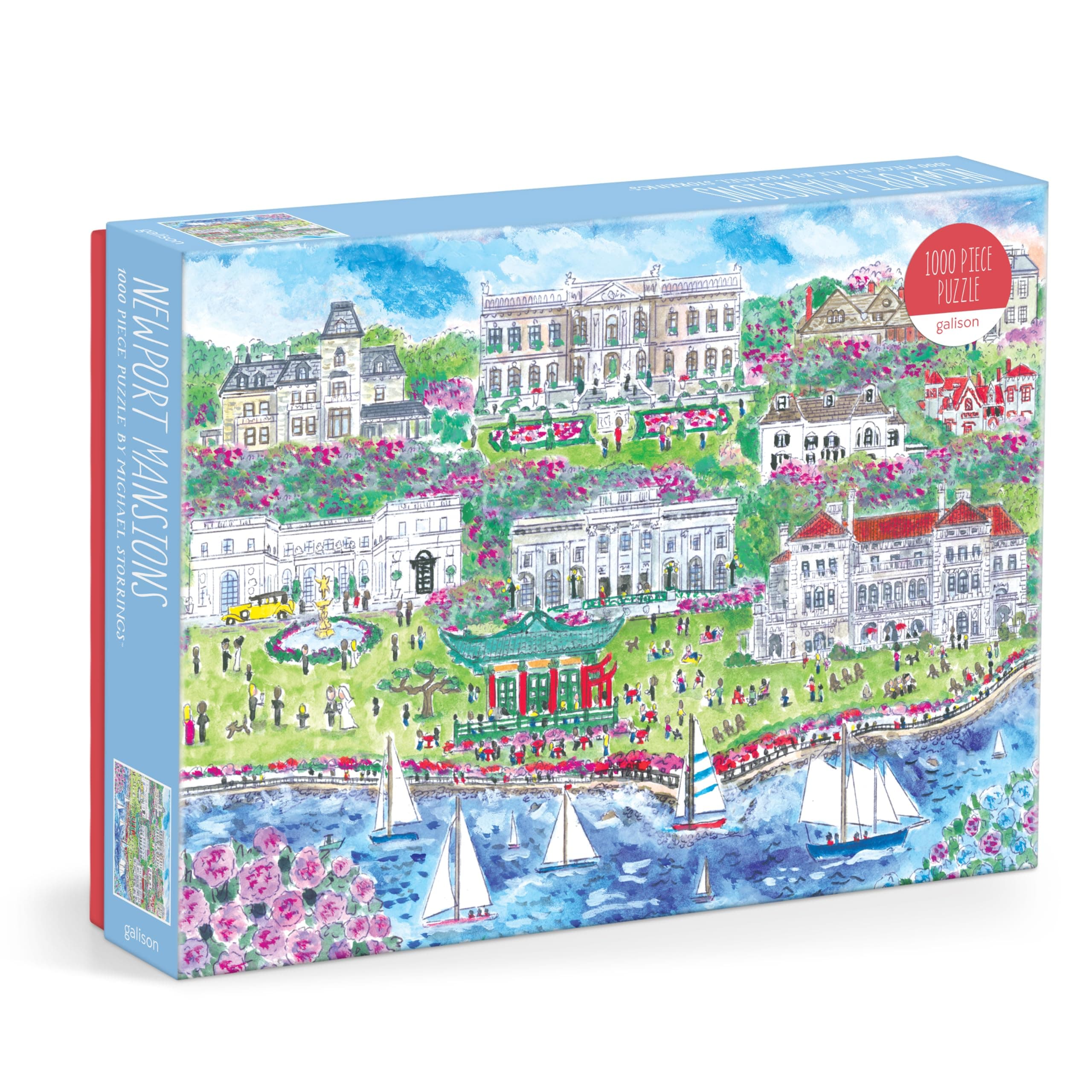 Galison Newport Mansions – 1000 Piece Michael Storrings Jigsaw Puzzle Featuring Beautiful Artwork of Famous Newport Rhode Island Mansions
