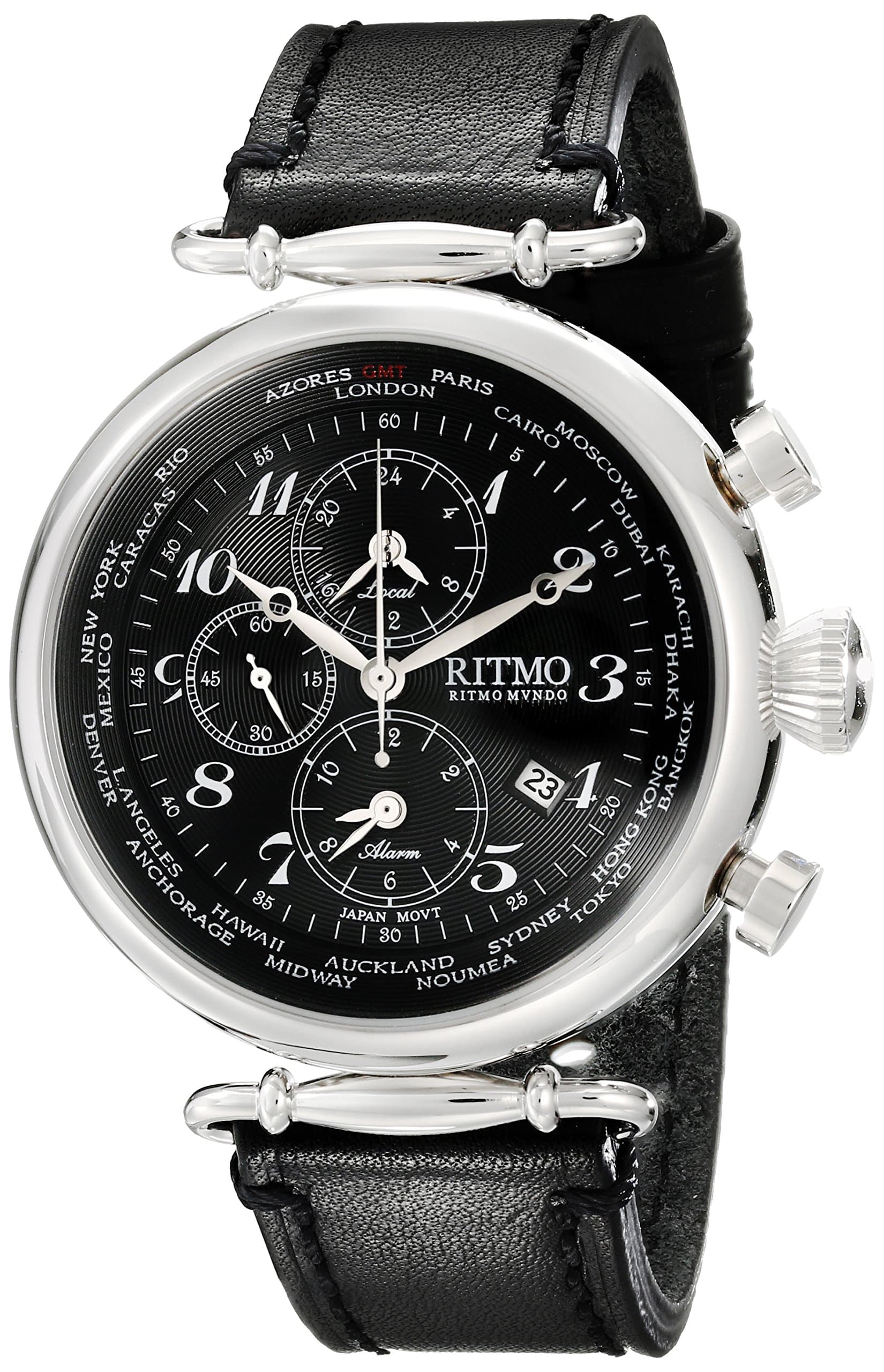 Ritmo Mundo Unisex 704/1 SS Black World Time Analog Display Quartz Black Watch