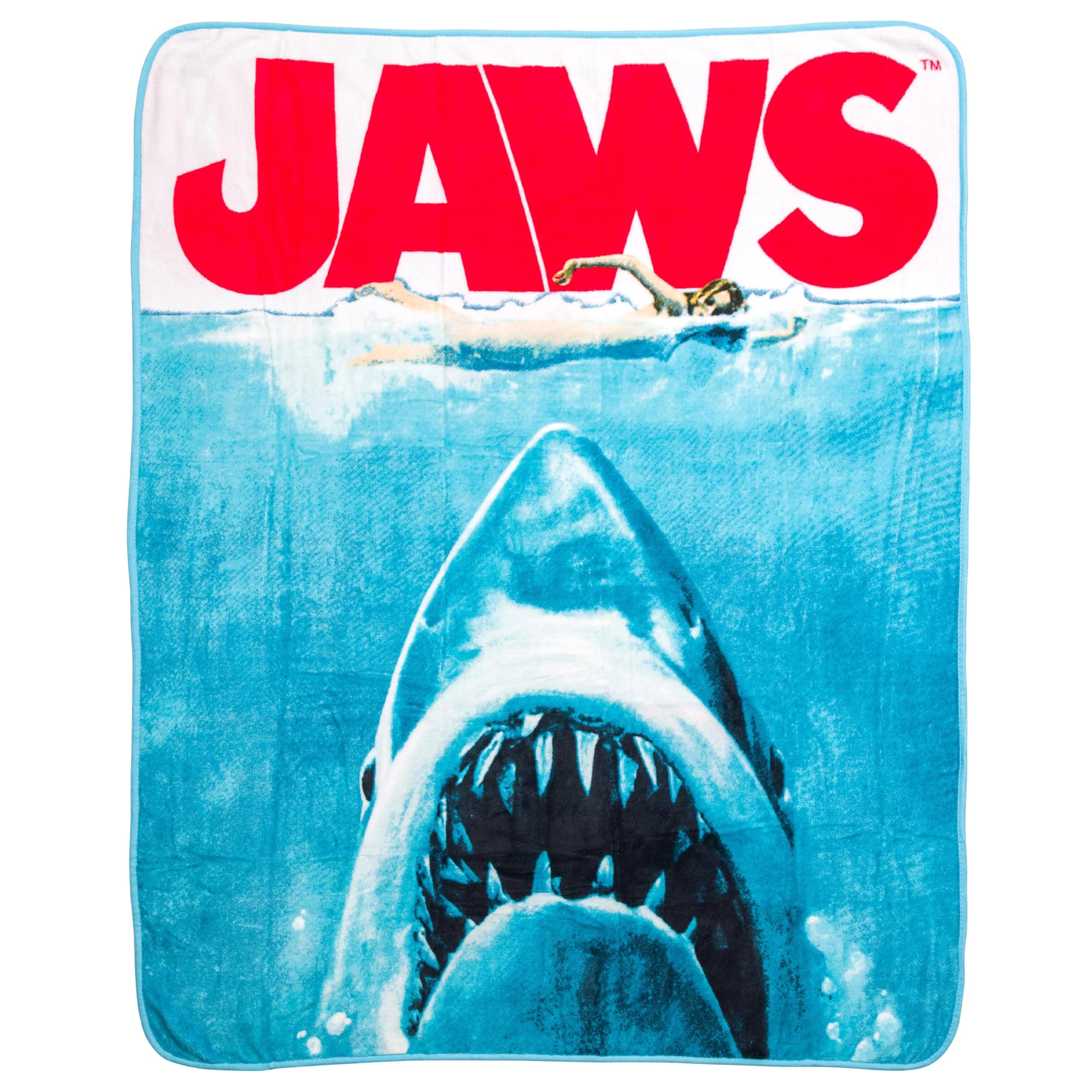 Silver Buffalo Jaws Movie Poster 45" x 60" Fleece Throw, Soft and Cozy Blanket, 250 GSM