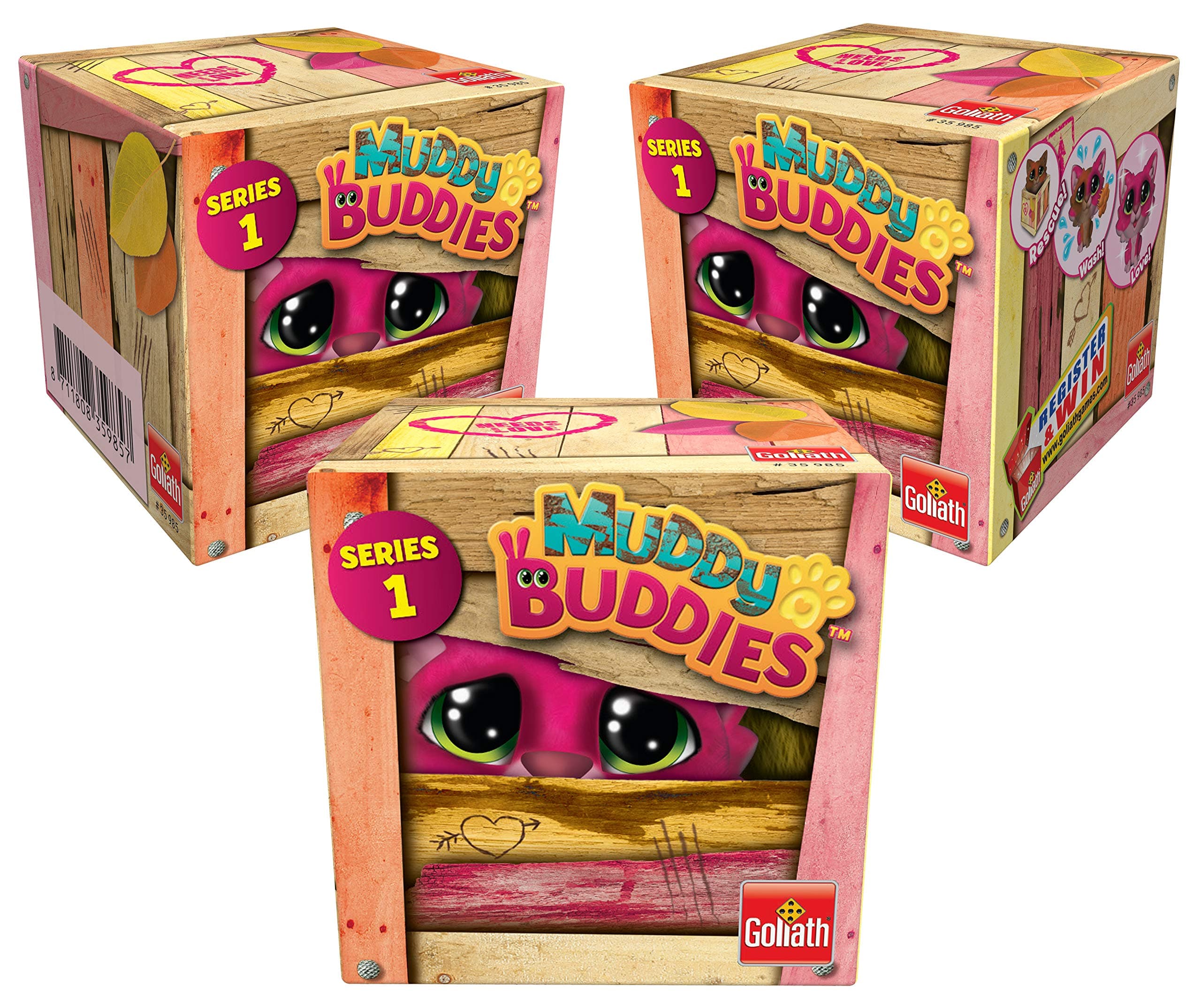 Muddy Buddies S1 Blind Bag, Collectible Washable Pets 3 Pack Amazon, Multi-Colour