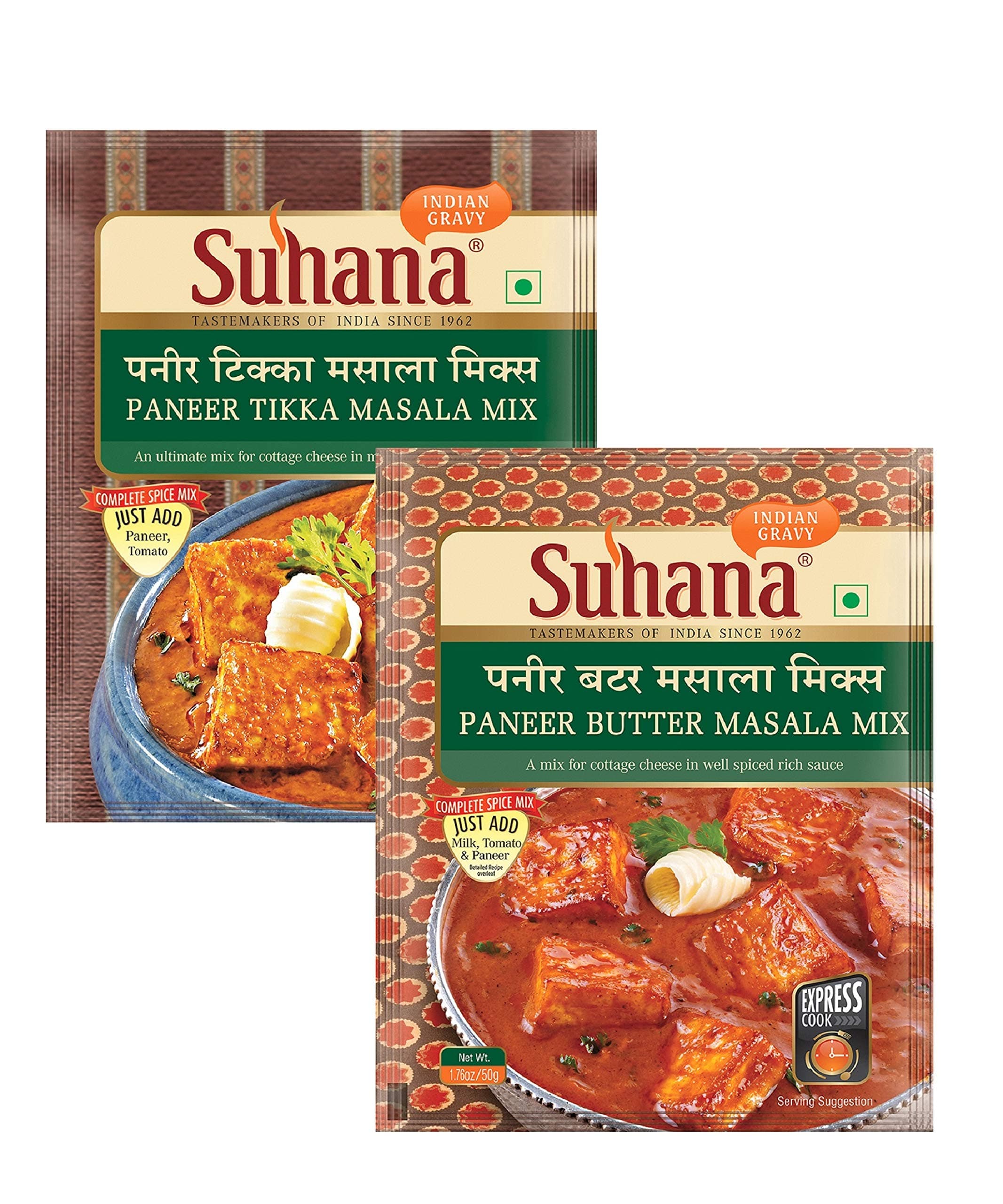 Paneer Butter 50g x 4, Paneer Tikka 50g x 4 - Combo of 8 | Easy to Cook | Spice Mix