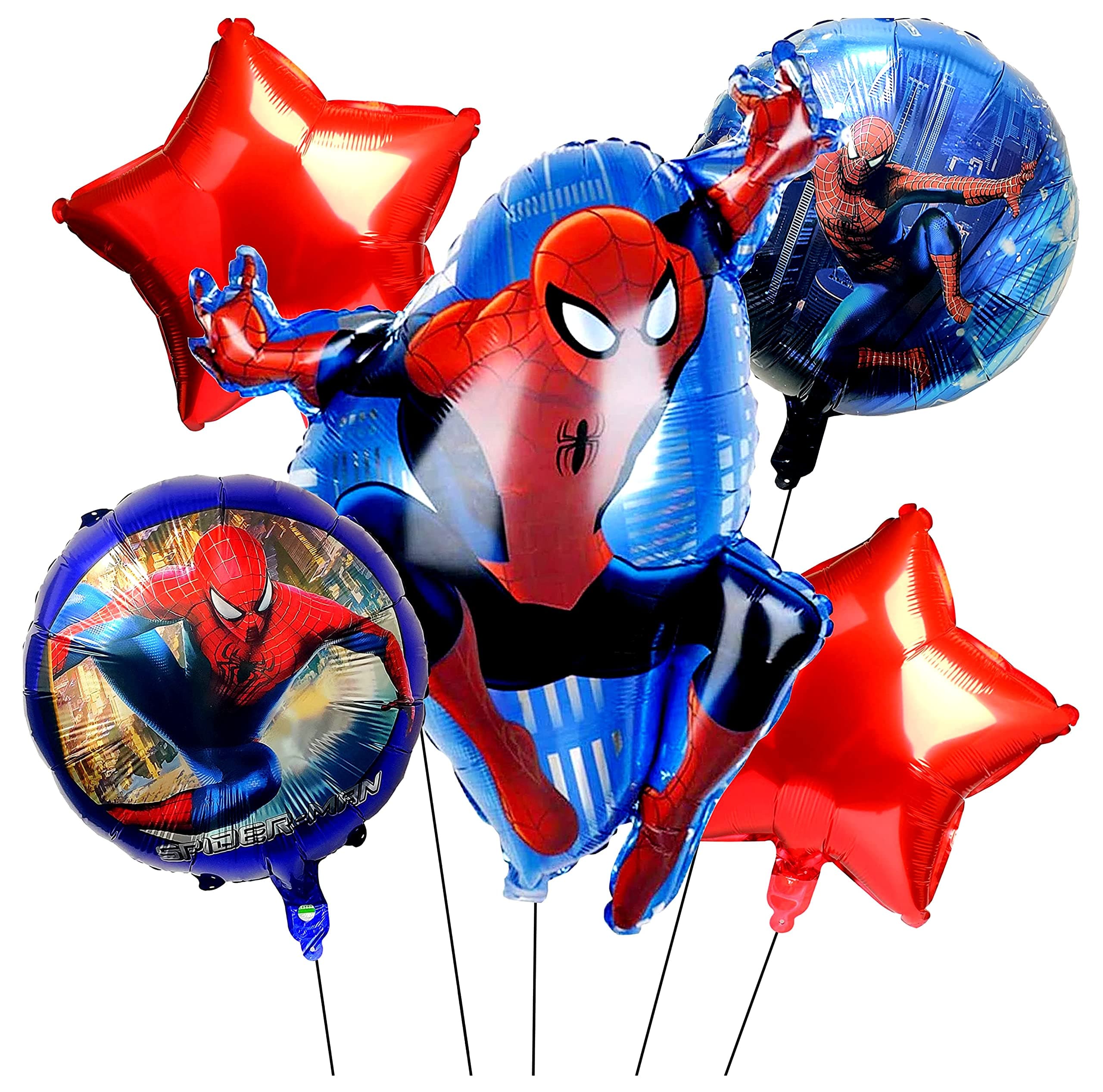 TOYXE Spider-Man Theme Foil Balloons Set Of 5 Pcs,Multicolor