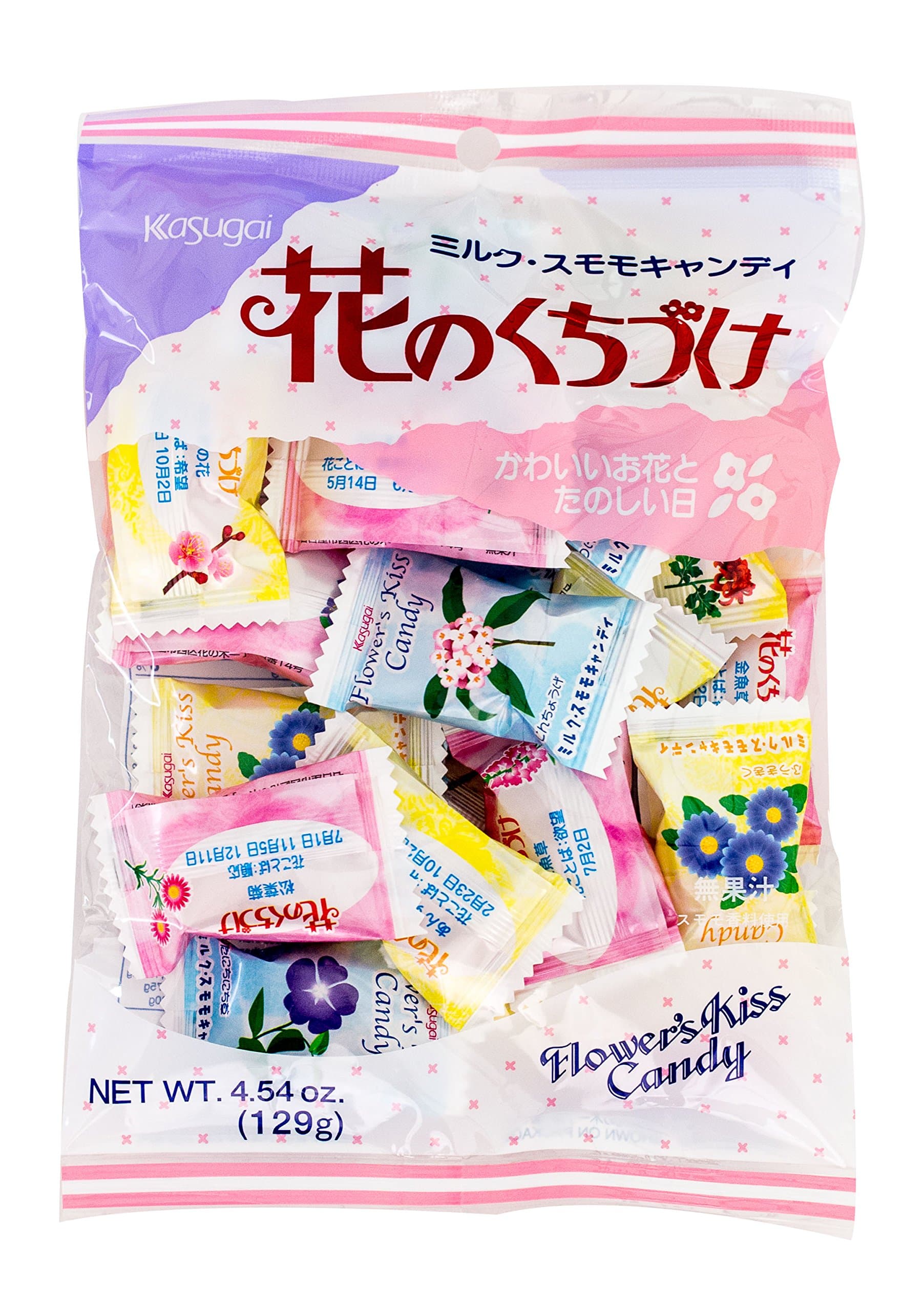 Kasugai Japanese Candy, Hana No Kuchizuke Flower Kiss, 5.1-Ounce Bags (Pack of 12)
