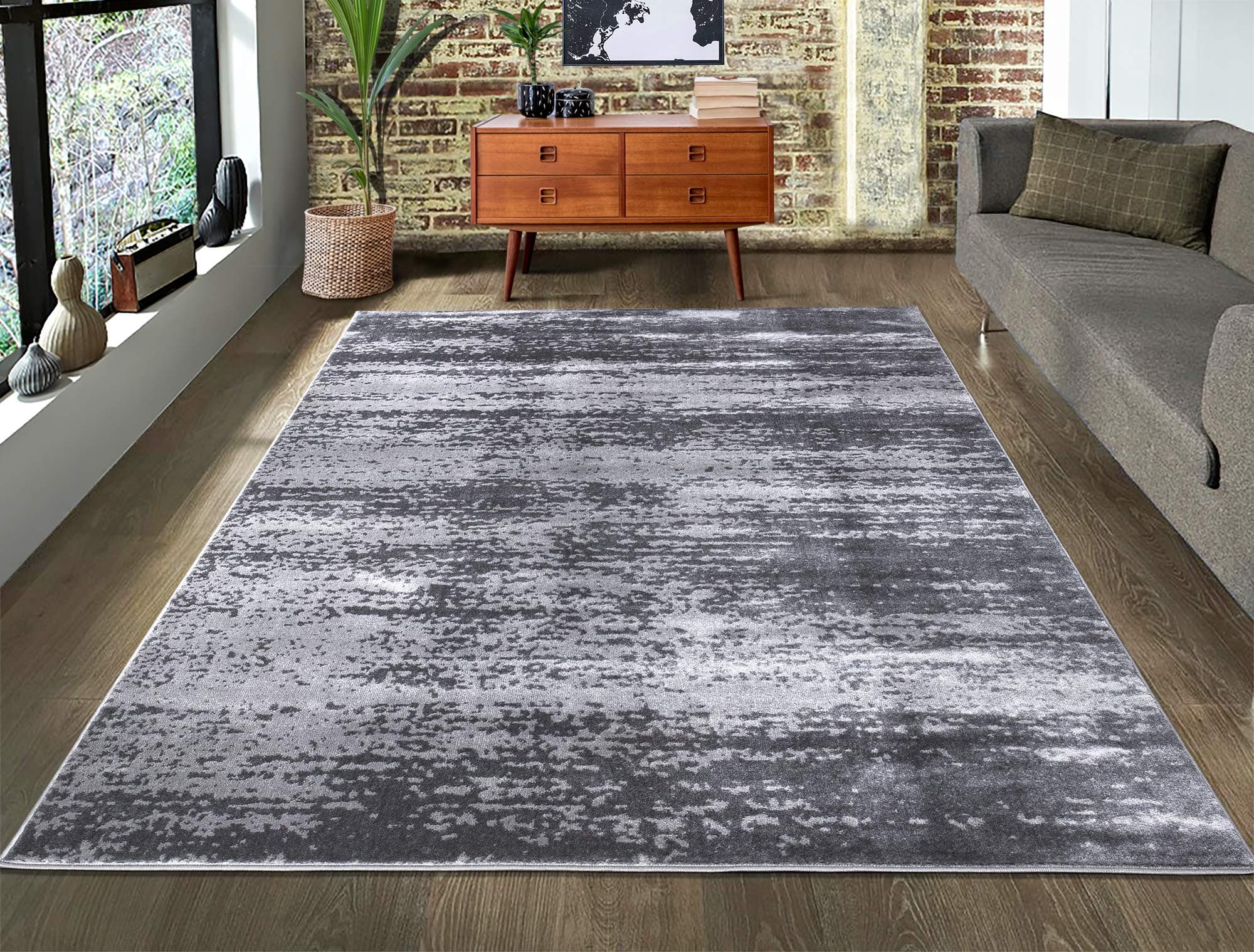 A2Z Rug|Palma 1787 Modern Abstract Dark Silver Grey Pattern|Hall Hallway Office Area Rug Runner|Soft Short Pile|80x150 cm - 2'6"x5' ft|Contemporary Small Area Carpet