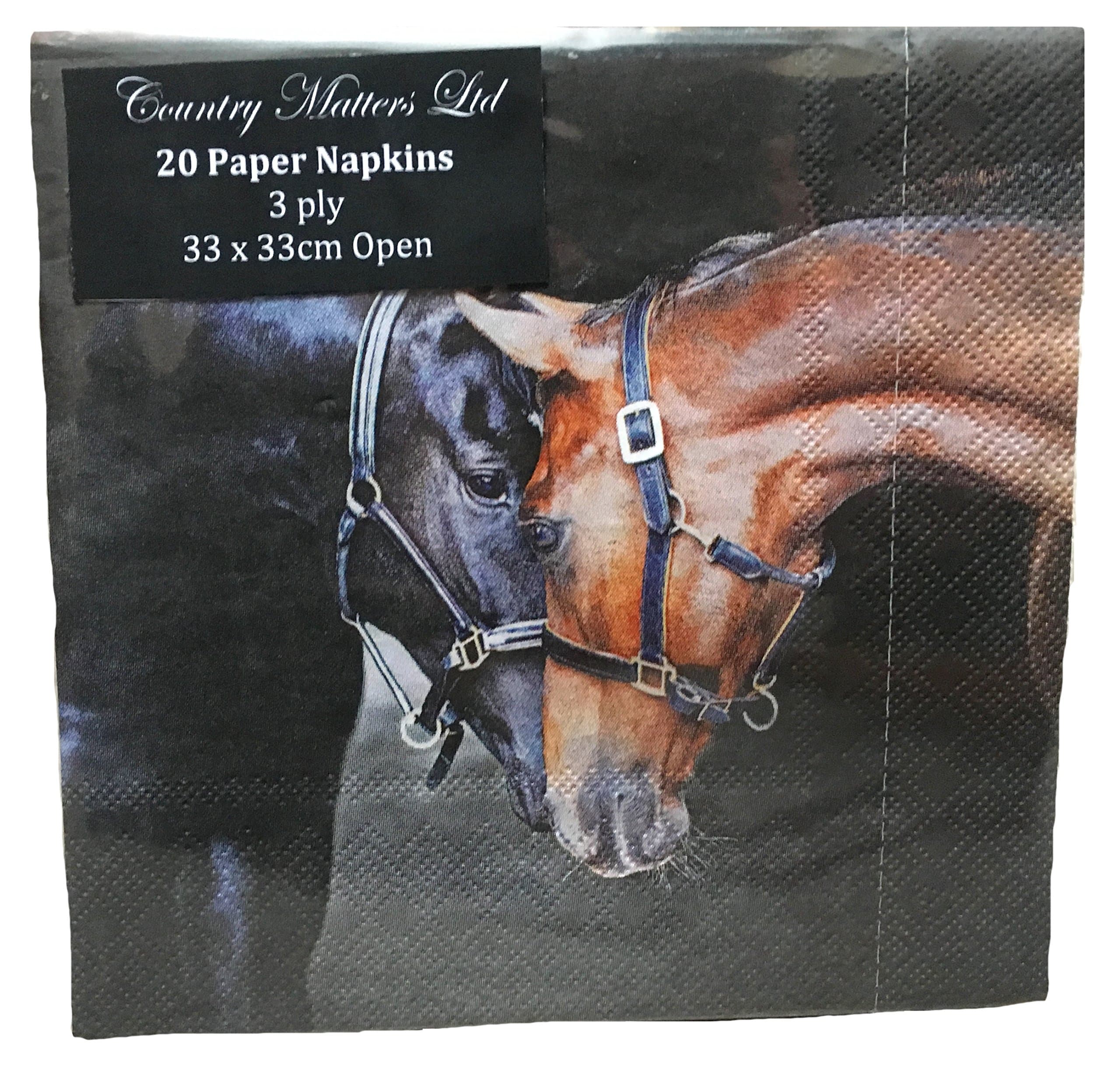 Country Matters Old Friends Horse Design Pack of 20, 3 ply Paper Napkins, Multi-Colour, 30 x 30 x 2.5 cm