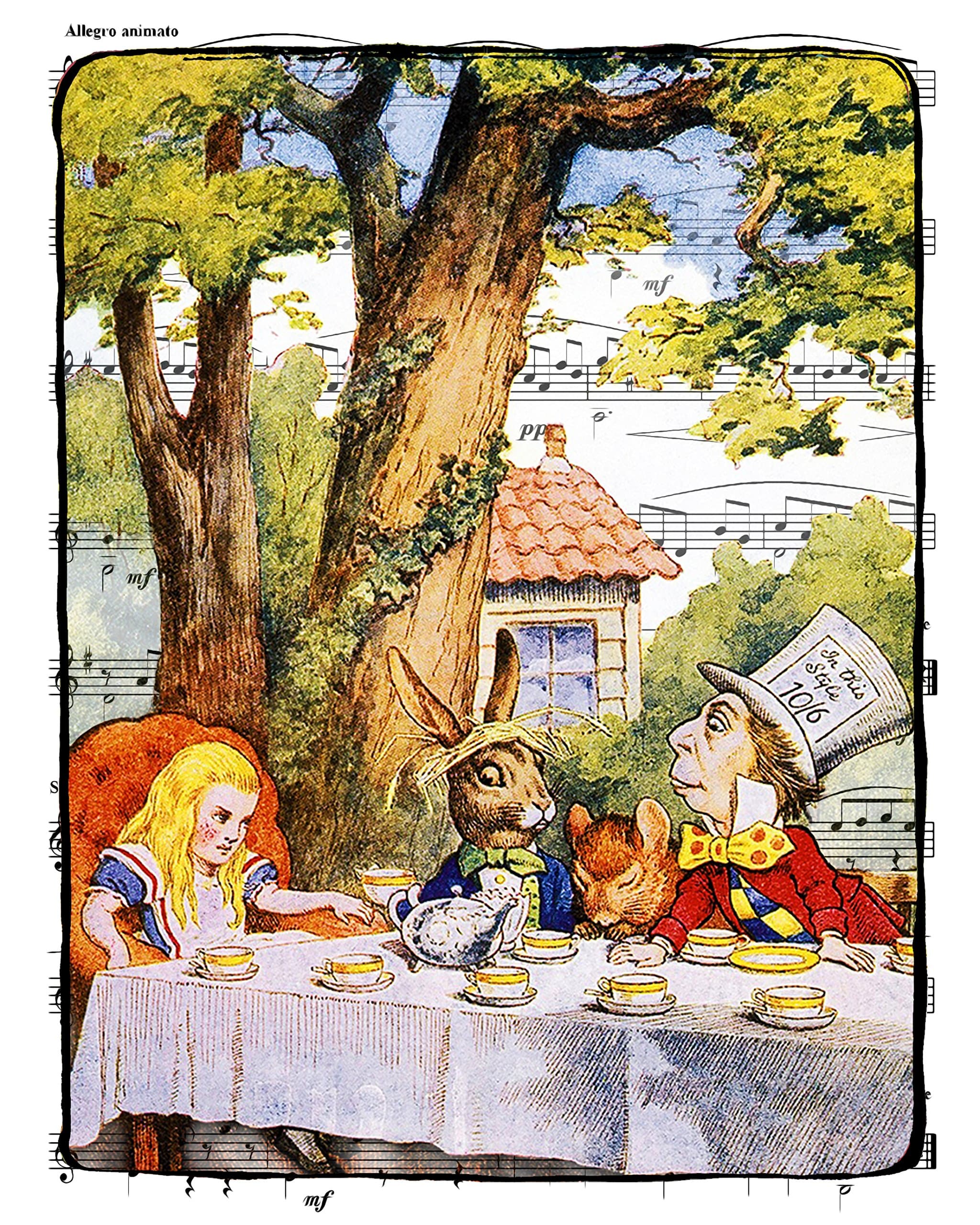 Alice in Wonderland Decorations, 8x10 in Art Print, the Mad Hatter Tea Party, Fine Art Archival Print. Illustration By John Tenniel. Sized 8x10 Wtpjtm810