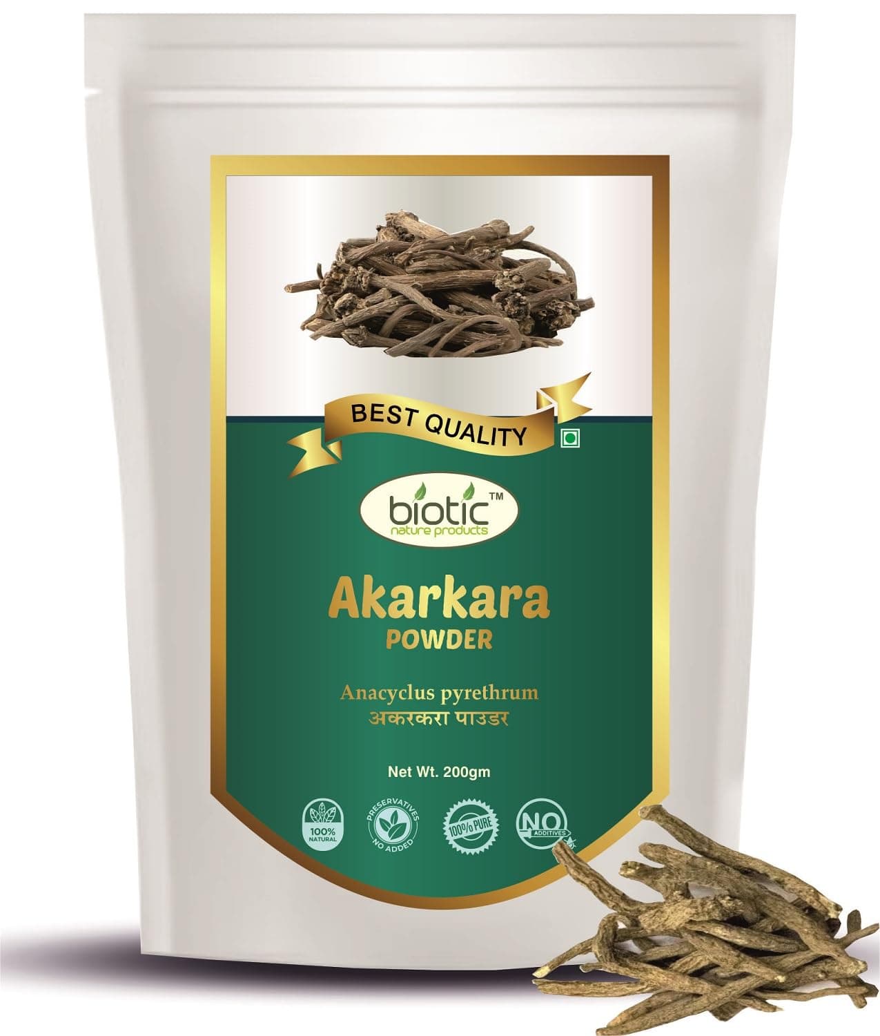 Biotic Original Akarkara Powder 200gm (Anacyclus Pyrethrum) Akkalakarra Root Powder