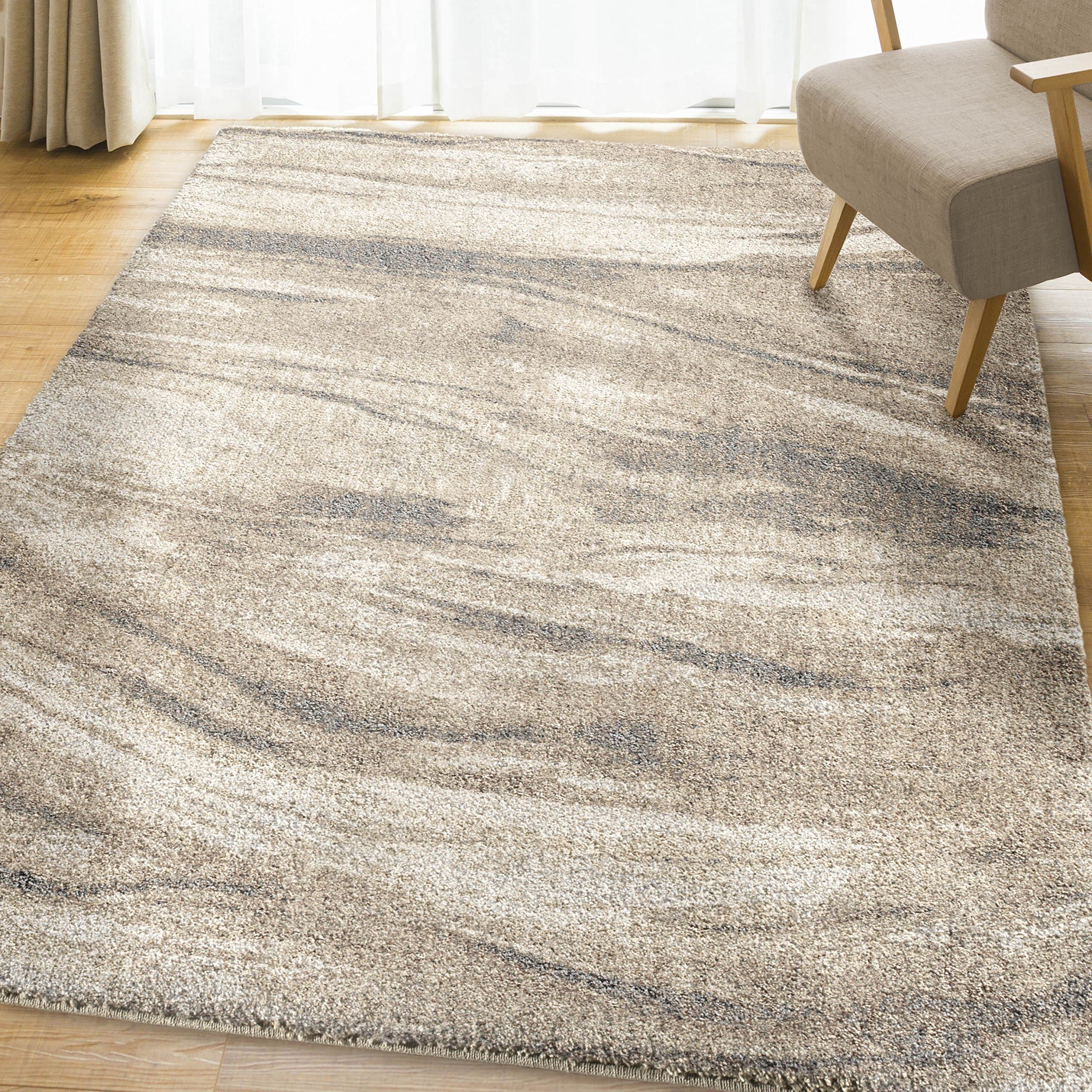 Orian Rugs Super Shag Collection 392470 Sycamore Area Rug, 7'10" x 10'10", Ivory