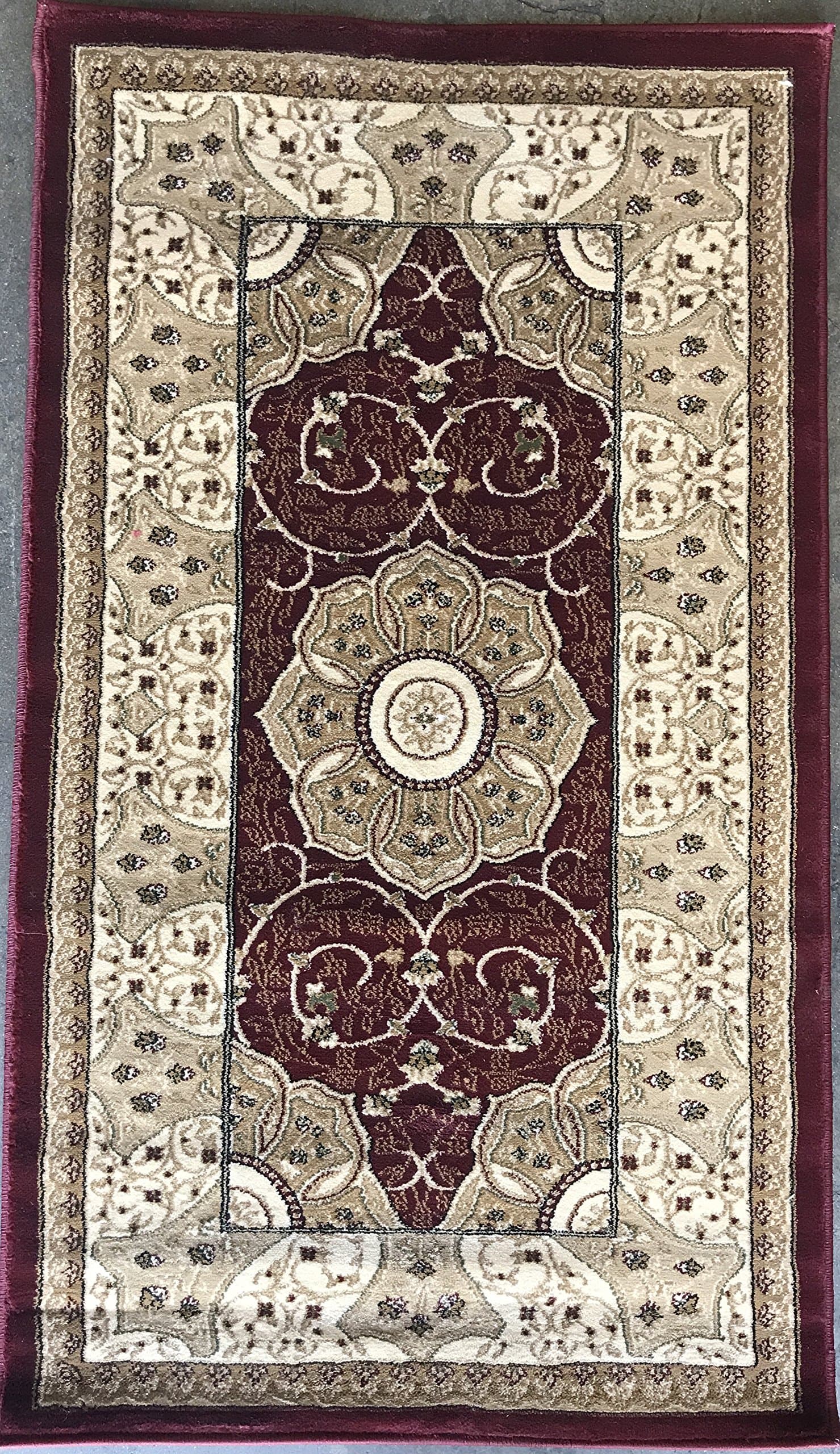 Traditional Burgundy Persian Doorway Mat 500,000 Point Design 404 (32 Inch X 56 Inch)