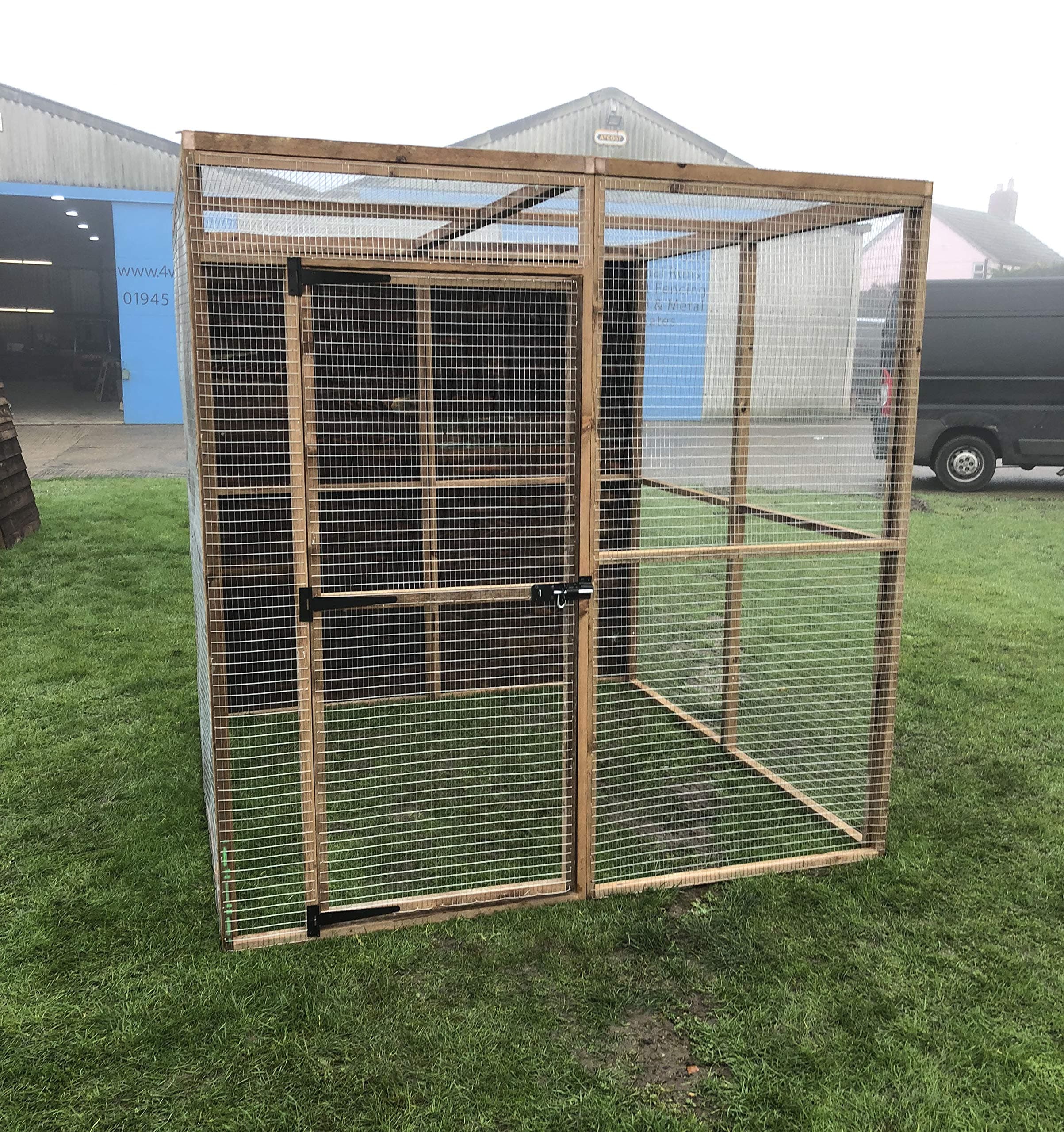 Large Animal Run 6ft x 6ft Small Pet Enclosure Rabbits Chickens Guinea Pigs Birds Boarded Side
