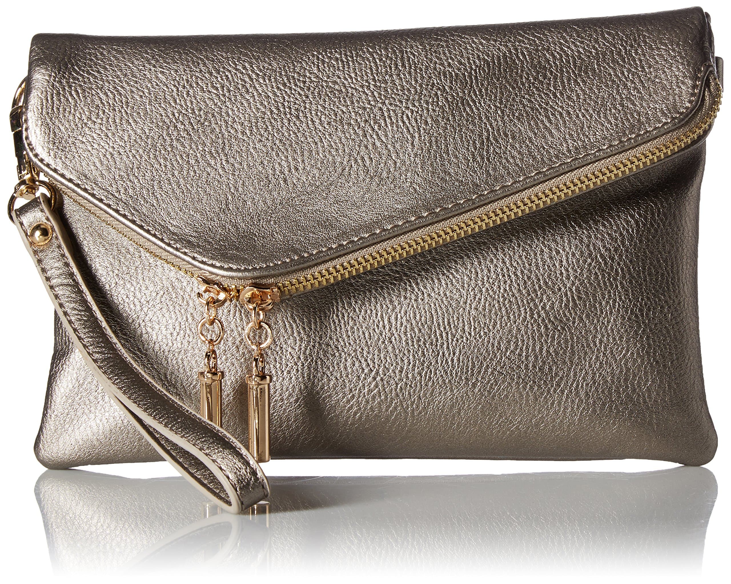 Elphis Fashion Evening Envelope Fold Over Clutch Wristlet Purse Cross Body Bag