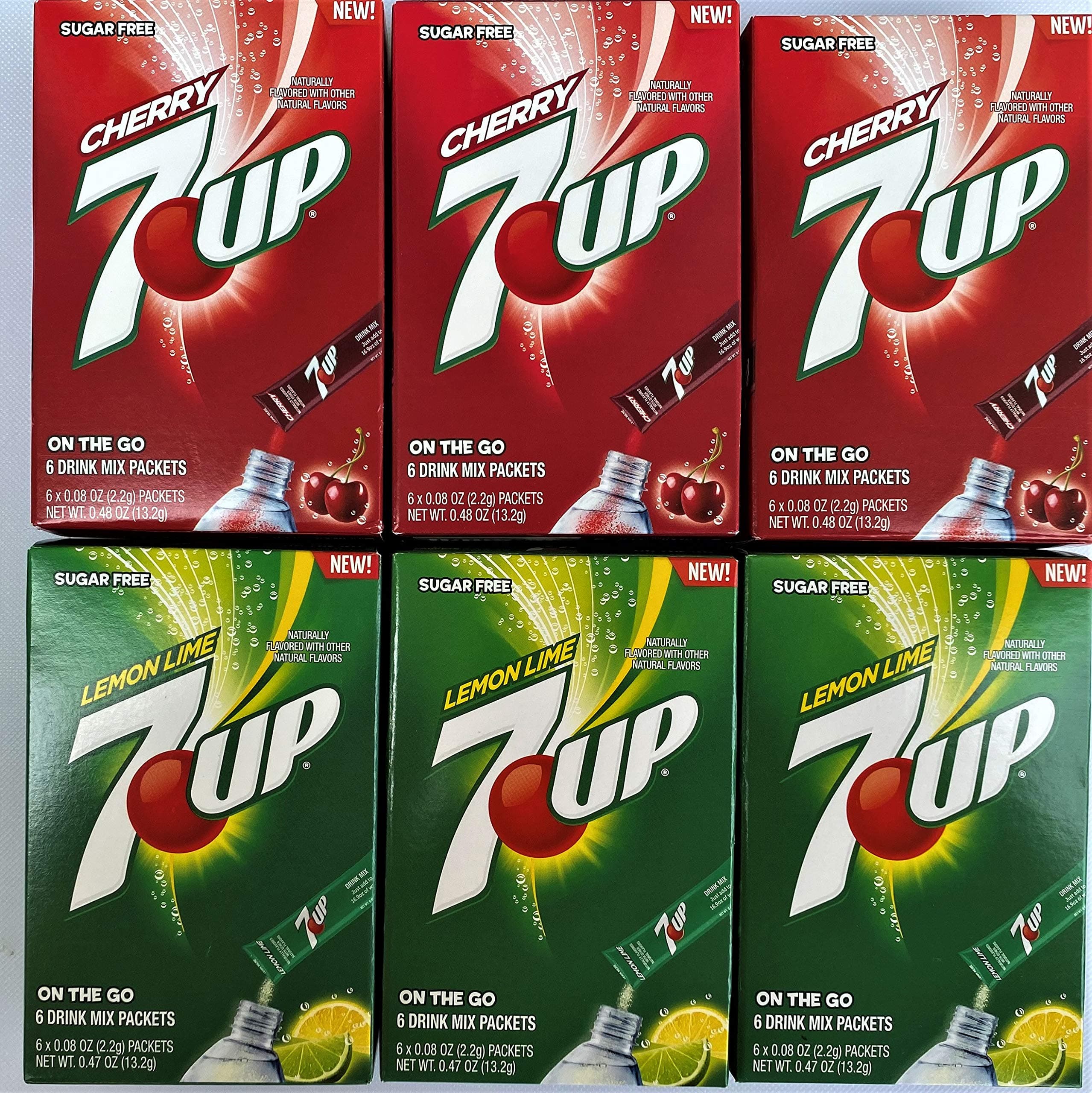 Variety Pack 7up On The Go - 6 - 3 Lemon Lime & 3 Cherry Drink Mix Singles